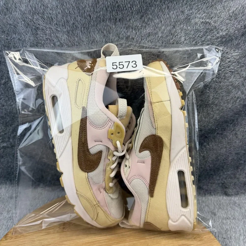 Nike Air Max 90 Futura Shoes Womens Size 8 Beige Pink Mesh Sneakers DZ4704-100